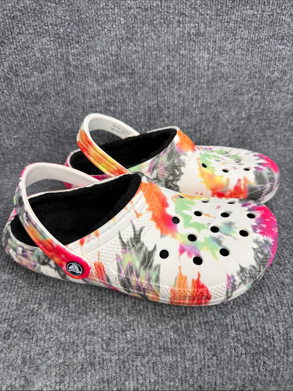 CROCS Classic Lined Tie-Dye Clog Shoes - White Multicolor Men’s 6 Women’s 8
